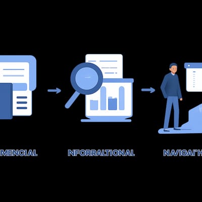 How do commercial, informational, and navigational keywords differ?